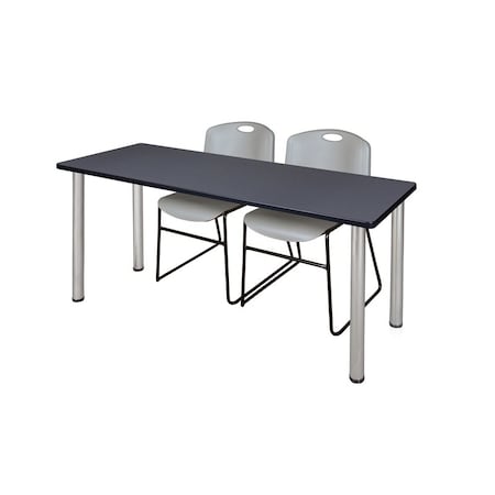 Kee Rectangle Tables > Training Tables > Kee Table & Chair Sets, 66 W, 24 L, 29 H, Grey MT6624GYBPCM44GY